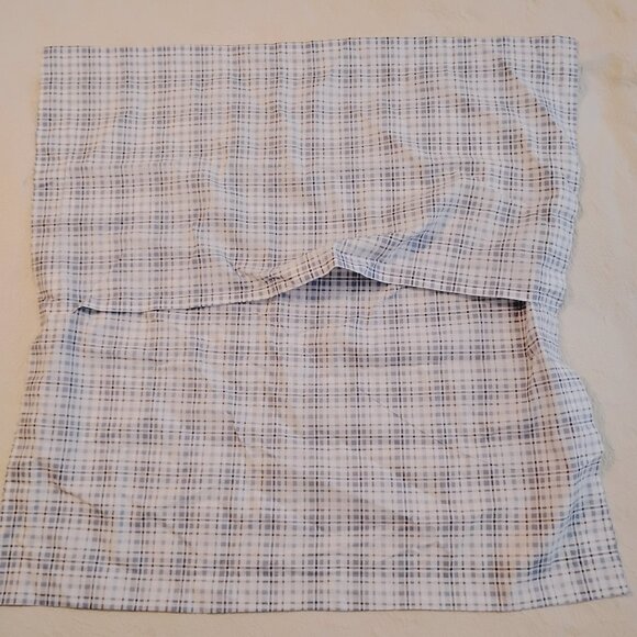 Laura Ashley Cassidy Pillow Shams Euro Blue Check Plaid Pair Set of 2 - Picture 4 of 5